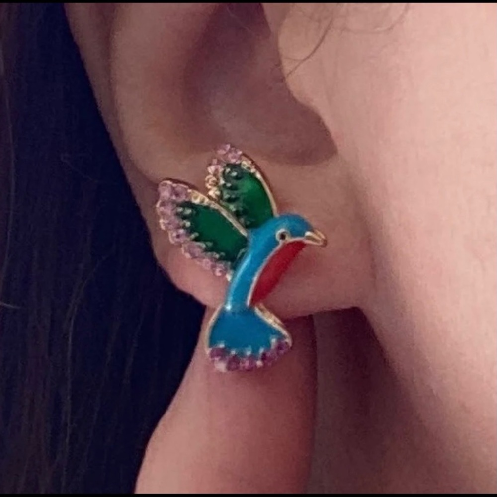 Hummingbird Stud Earrings - Picture 2 of 3